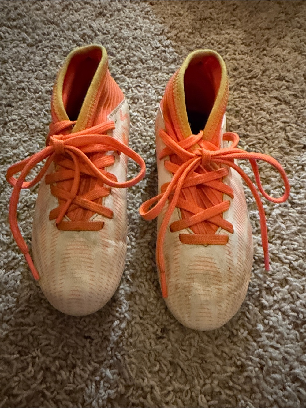 adidas Kids Orange and Cream Lace-Up soccer cleats